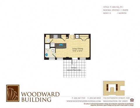 Floor Plan T Woodward at The Woodward Building Apartments, Washington, DC 20005